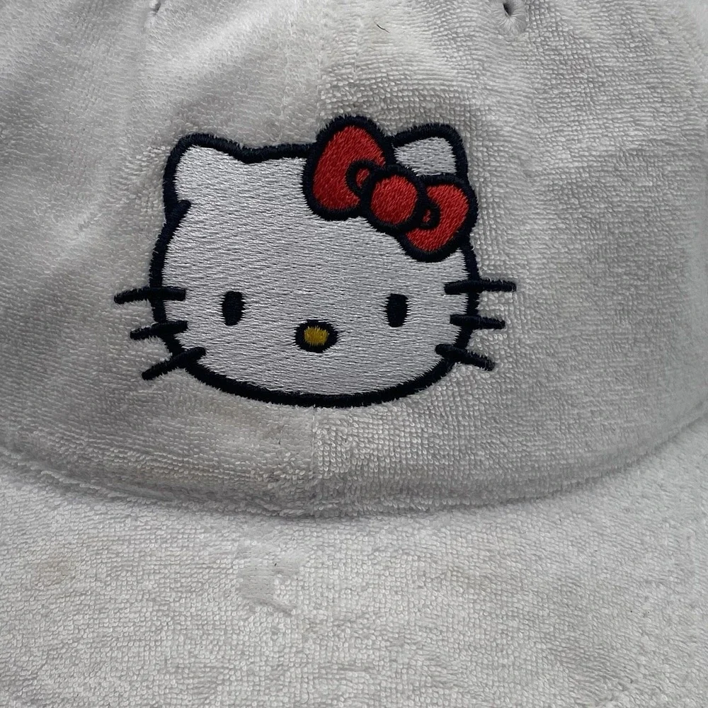 Sanrio Hello Kitty Hat Adult Strapback White Cotton Terry Cloth Cleaned See Pics
